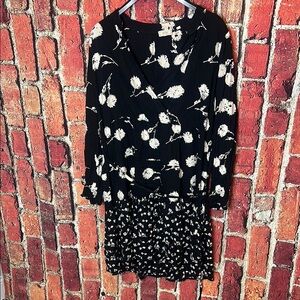 Fat Face Black & White Floral Dress - Size UK 18 us size 14
